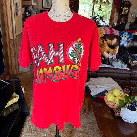 Vintage 90’s BAH HUMBUG Christmas graphic tee shirt. 🎄🎅 - Picture 1 of 16